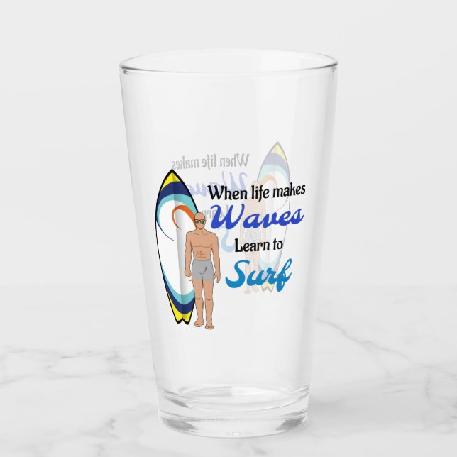 Surfboard Ocean Waves Blue Motivation Cita (Anverso)