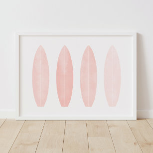 Surfboards color agua rosa decoración de guardería