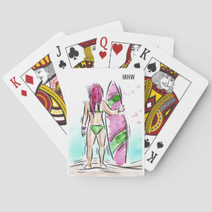 Surfer Chica personalizado monograma cartas de jue