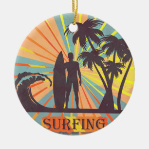 Surfer Dude Ornamento cerámico