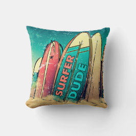 Surfer Dude Surfboards Cojín decorativo