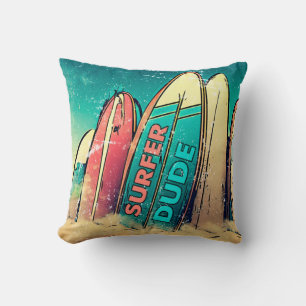 Surfer Dude Surfboards Cojín decorativo