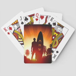 Surfer Sunset personalizado monograma cartas de ju