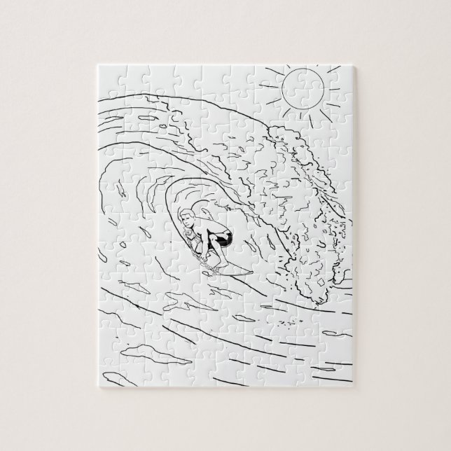 Surfing Adults Coloring Puzzle (Vertical)
