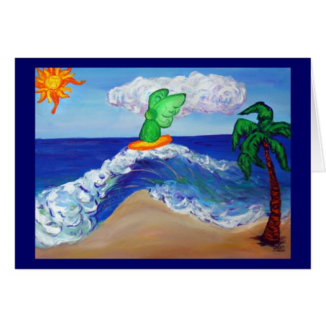 Surfing Angel Raphael Card (Anverso (Horizontal))
