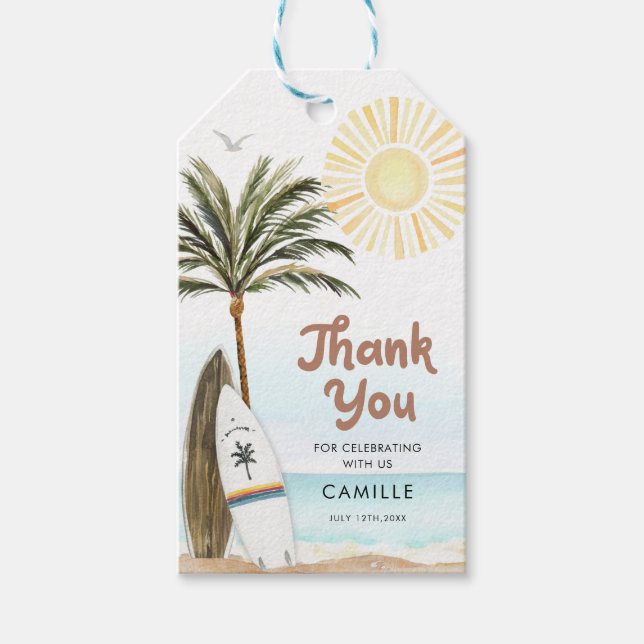 Surfing Beach Baby Shower Gracias Etiqueta (Anverso)