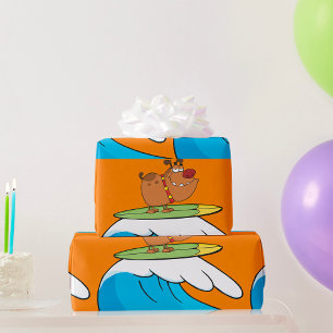 Surfing Bulldog Divertido perro envolver papel