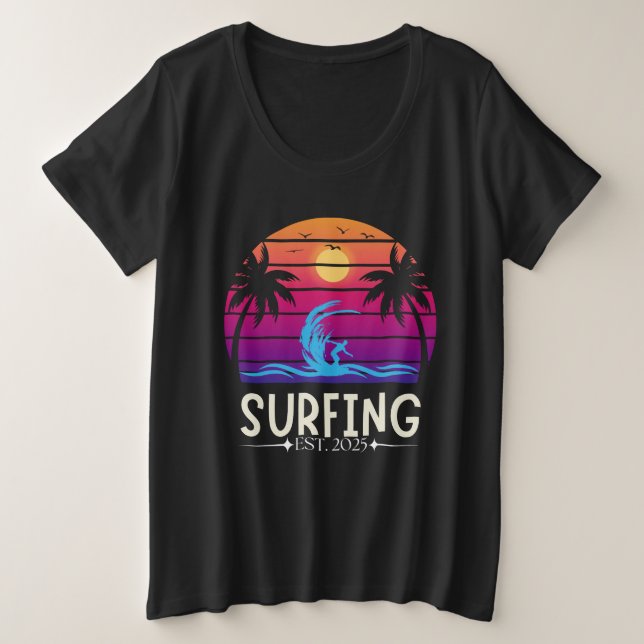 Surfing Est. Surf en modo de vacaciones retro de 2 (Anverso del diseño)