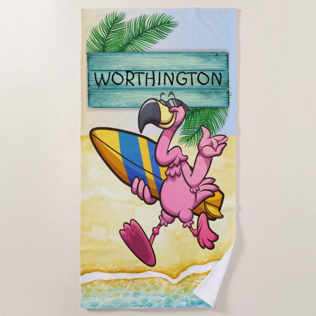Surfing Flamingo Beach Toalla (Anverso)