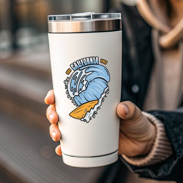 Surfing Good California Vibes | Pegatina de corte  (Good California Vibes Surfer Vinyl Sticker PiggyPrint Stickers.)