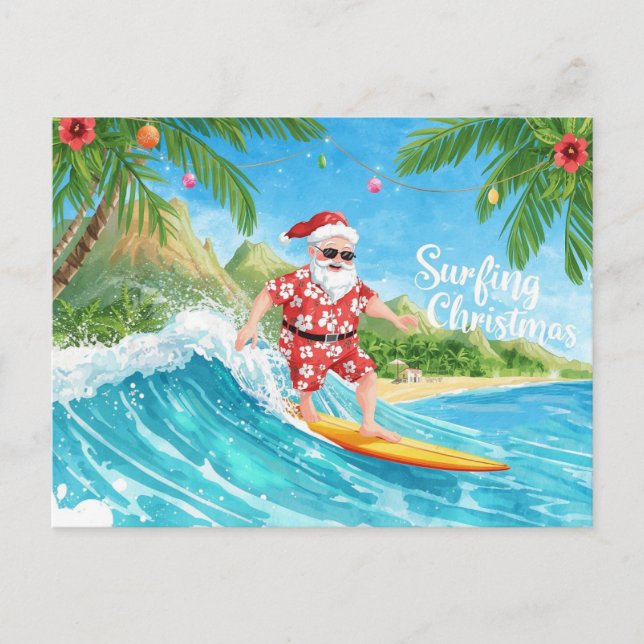Surfing Navidad en Hawaii Santa Tropical Fiesta (Anverso)