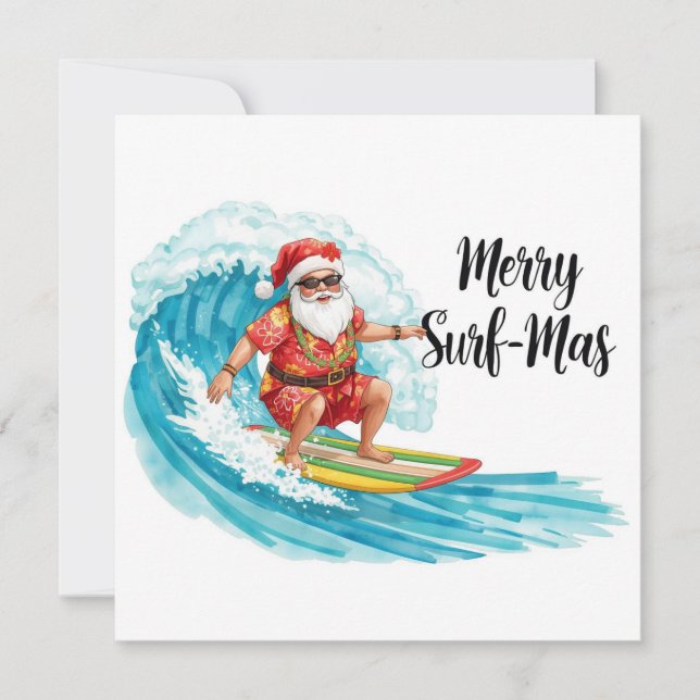 Surfing Navidad en Hawaii Santa Tropical Vacacione (Anverso)