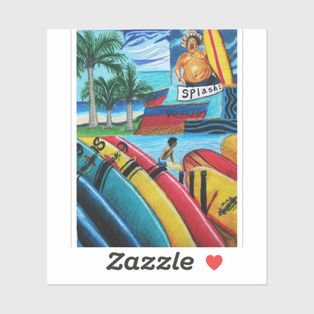 Surfing Pegatina (Hoja)