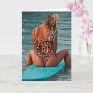Surfista Bikini clavar tarjeta de saludo con foto