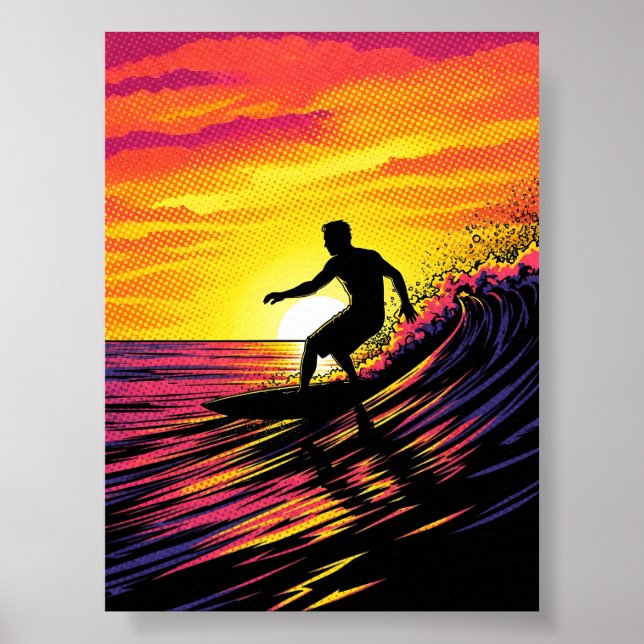 Surfista en arte pop de Sunset (Frente)