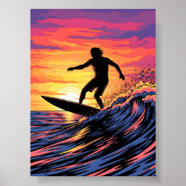 Surfista en arte pop de Sunset