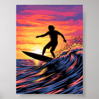 Surfista en arte pop de Sunset