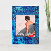 Surfista y Surfboard, Tarjeta de Cumpleaños