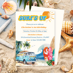 Surfs Up Beach 1er Cumpleaños Invitación
