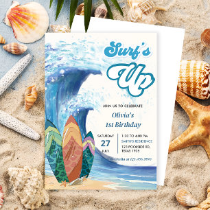 Surfs Up Beach 1er Cumpleaños Invitación