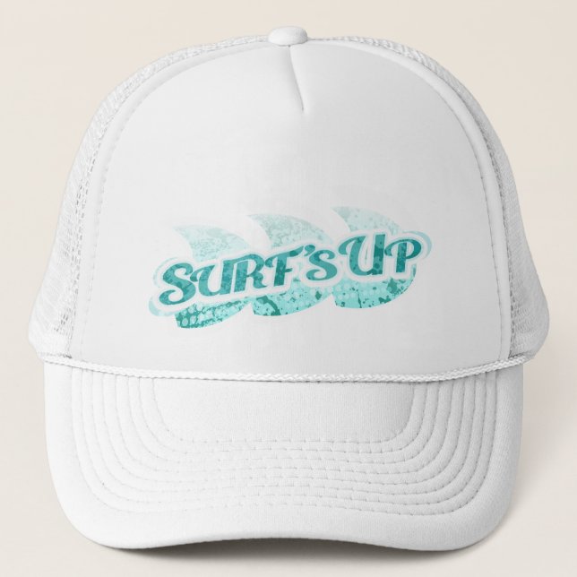 "Surf's Up" gorra de dos tonos aqua y blanco (Anverso)