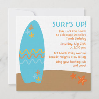 ¡Surf's Up! Invitaciones a fiestas en la playa