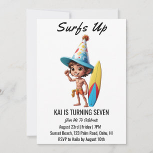 surfs up surf beach party invitaciones