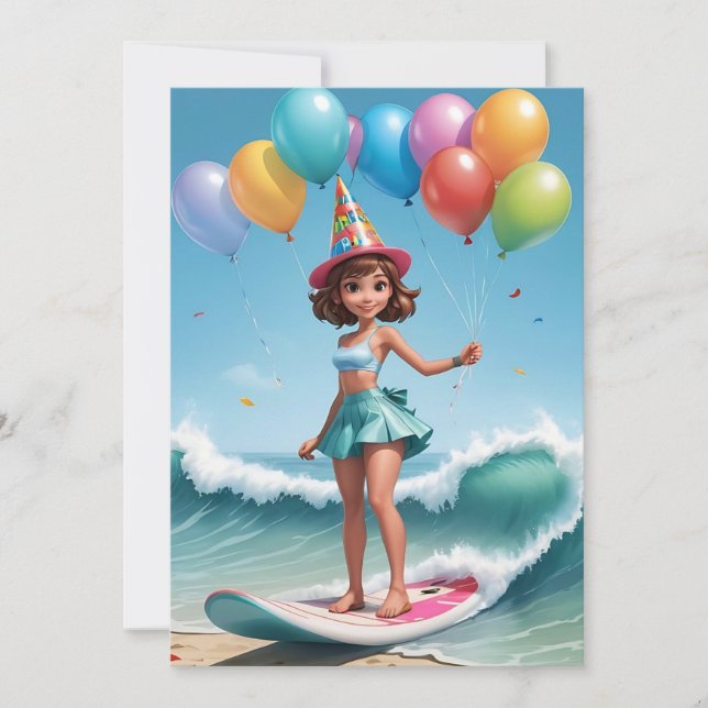 surfs up surf beach party invitaciones (Anverso)