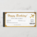 Surprise Birthday Boarding Pass Plane Gold Ticket<br><div class="desc">EDITABLE. ¡Regale a sus seres queridos un viaje de viaje! Ideal para cumpleaños y aniversarios. Tarjeta de embarque de oro. Personaliza tu vale hoy! Para obtener un vale/certificado de personalizado,  por favor envíeme un mensaje.</div>