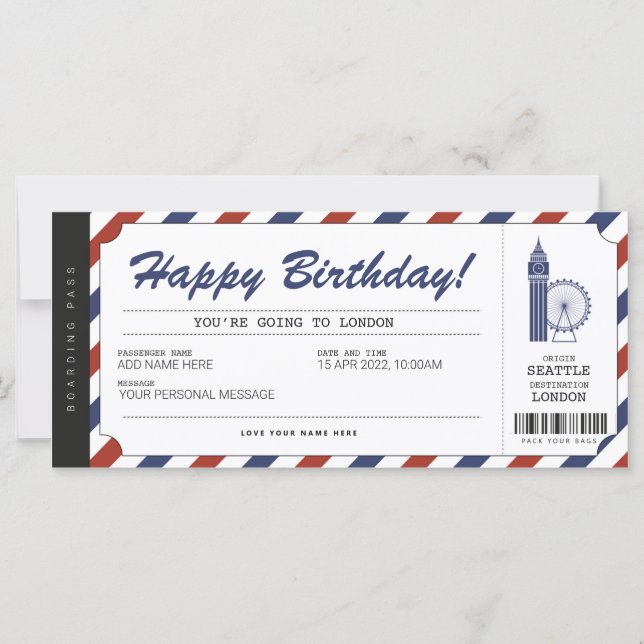 Surprise London Trip con tarjeta de embarque (Anverso)