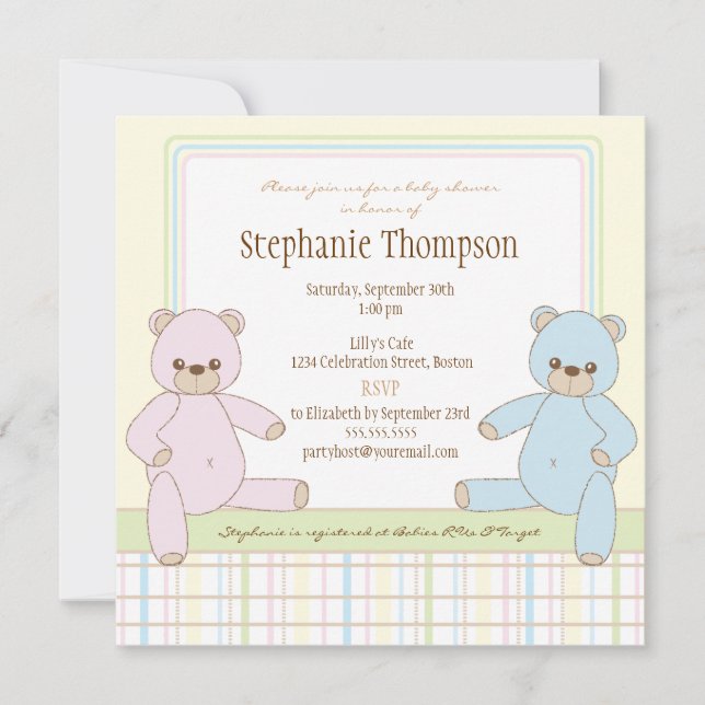 Surprise Teddy Bears Invitación Baby Shower (Anverso)