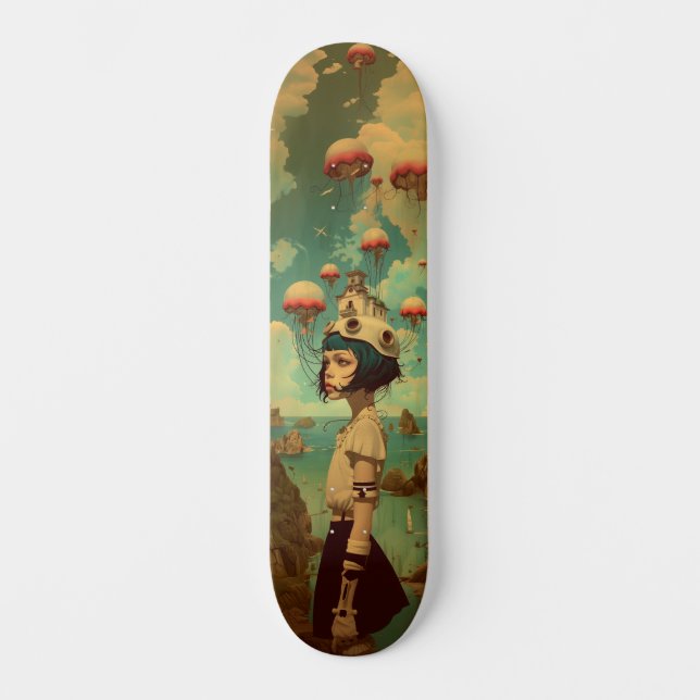 Surreal fantasy wall art skateboard (Anverso)