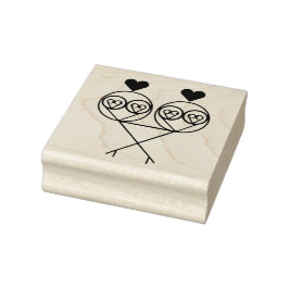 Surreal Fractal Lovebirds Sello de Arte de Madera