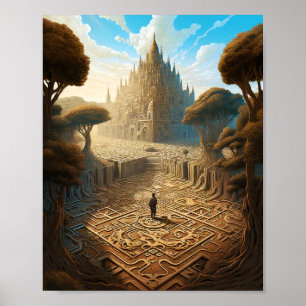 Surreal Maze Castle Paisaje Fantasía Arte