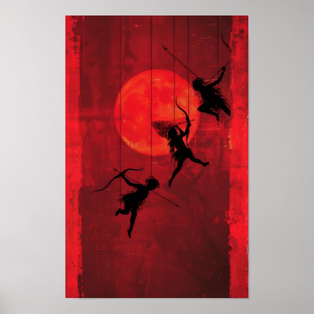Surreal Tarot Card Poster de arte en rojo mínimo - (Frente)