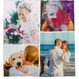 Sus 4 fotos redondeadas con cortina de ducha