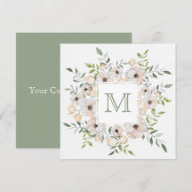Sus iniciales en un marco de flores invitaciones p