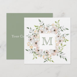 Sus iniciales en un marco de flores invitaciones p
