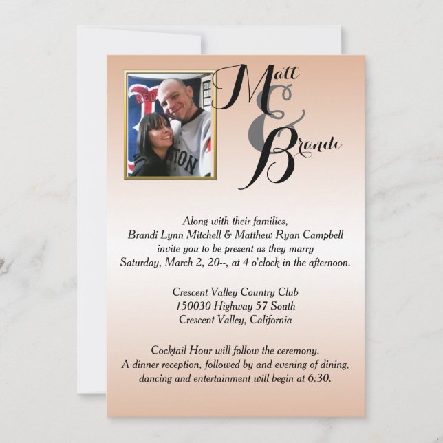 Sus invitaciones de la boda de la foto (Anverso)
