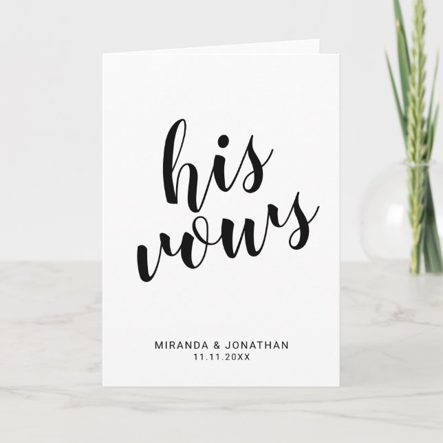 "Sus votos": Elegante Boda blanco y negro promete (Anverso)