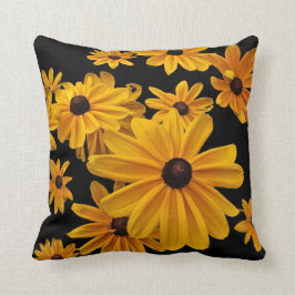 Susan Negro-observada amarillo florece la almohada