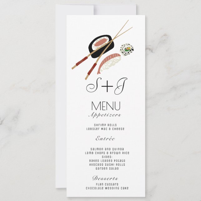 Sushi acuarela Rollo Japón Asiático- Menú (Anverso)