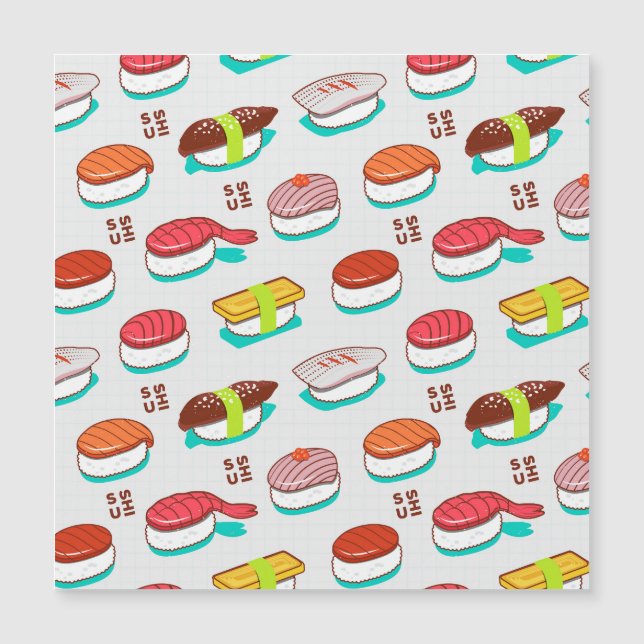 Sushi de nigiri de época, patrón de doodle (Anverso)