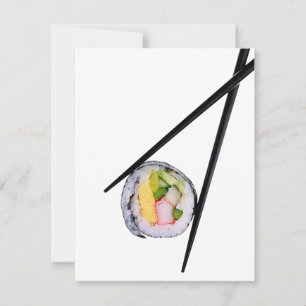 Sushi de sushi y palillos negros, palillos, ric
