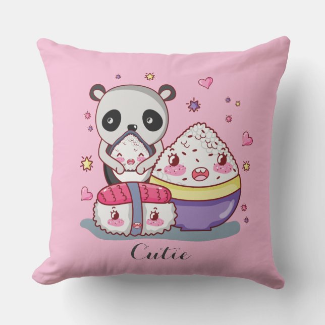 Sushi encuentra Cojín decorativo Rolls Kawaii Sush (Anverso)