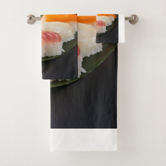  Sushi on a Leaf - Japanese Nigiri Towel (In situ)