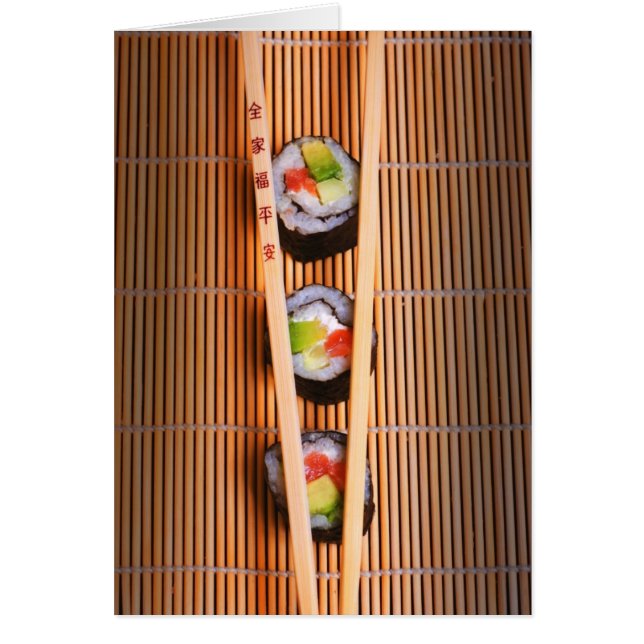 Sushi y palillos de madera (Frente)