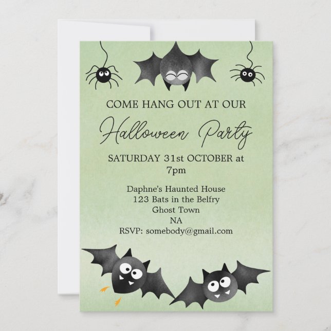 Suspender con la invitación a Bats Halloween (Anverso)