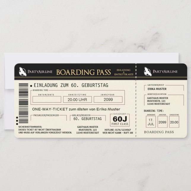 suspendido tarjeta de invitación a 60. Cumpleaños (Anverso)
