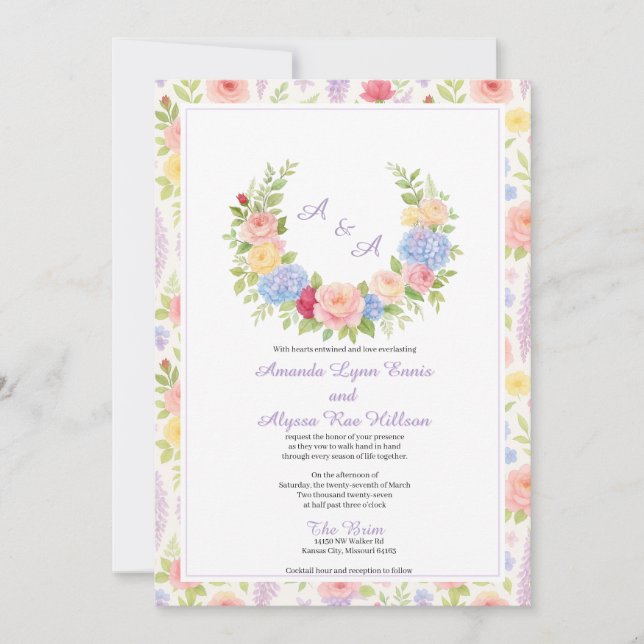 Susurrar florece la invitación (Anverso)